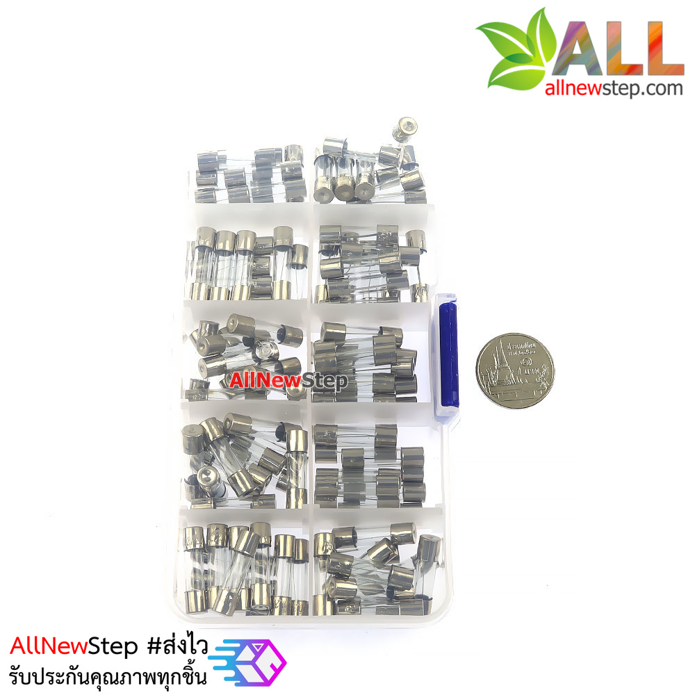 ฟิวส์กล่อง 10 ค่า 0.25A-20A อย่างละ 10 ชิ้น ขนาด 5x20MM 250V รวม 100 ชิ้น