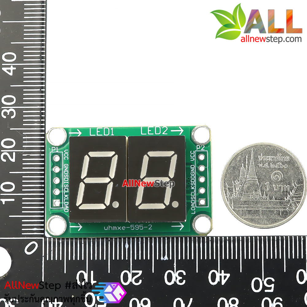 โมดูลแสดงผล 0.5 นิ้ว 2 หลักสีแดง ไดรเวอร์ 74HC595 Digital Tube Display Module