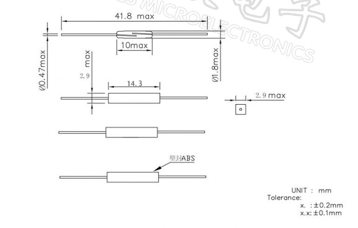 Reed relay สวิตช์แม่เหล็ก NO ปกติเปิด เมื่อมีแม่เหล็กสวิตช์ปิดนำไฟฟ้า