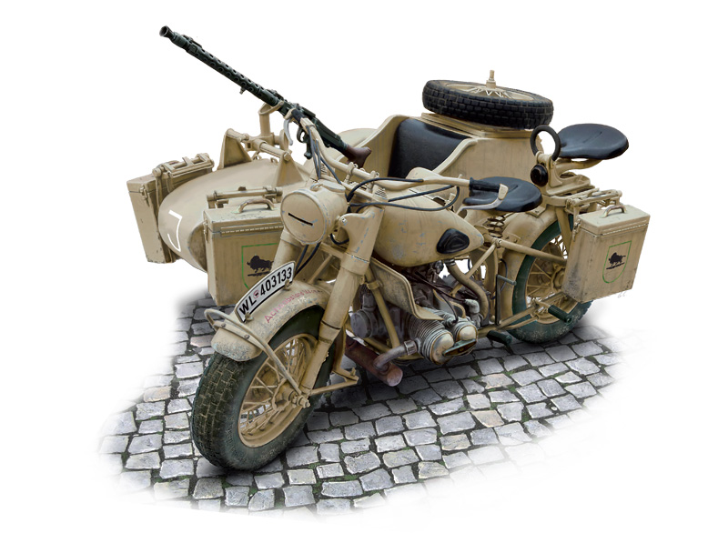 1/9 German Military Motorcycle with side car