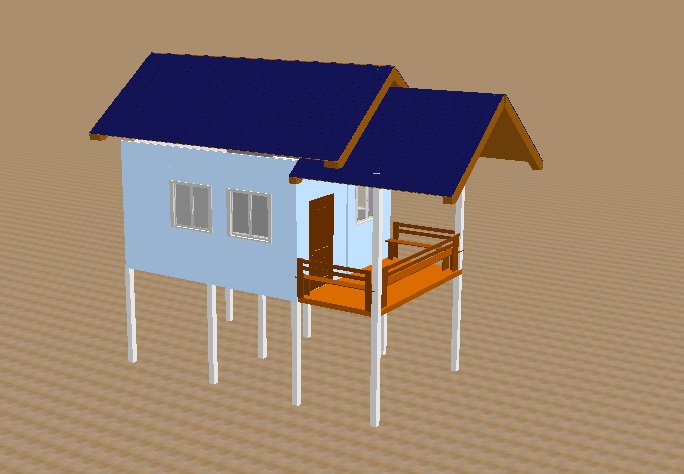 บ้านขนาด 4*7 เมตร ราคารวมเป็นเงินทั้งสิ้น 370,000 บาทพร้อมระเบียงขนาด 2*4 เมตร