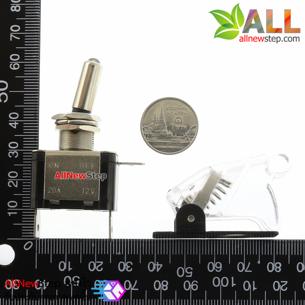 สวิตช์เปิด/ปิด ร็อกเกอร์สวิตช์ switch 3.3-12V 20A ฝาสีใส พร้อมไฟ LED สีขาว