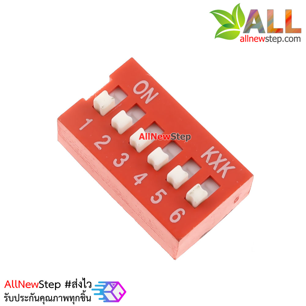 DIP switch DIP 2.54mm สวิตช์แบบ DIP ระยะห่างระหว่างขา 2.54mm ขนาด 6 ช่อง dip6