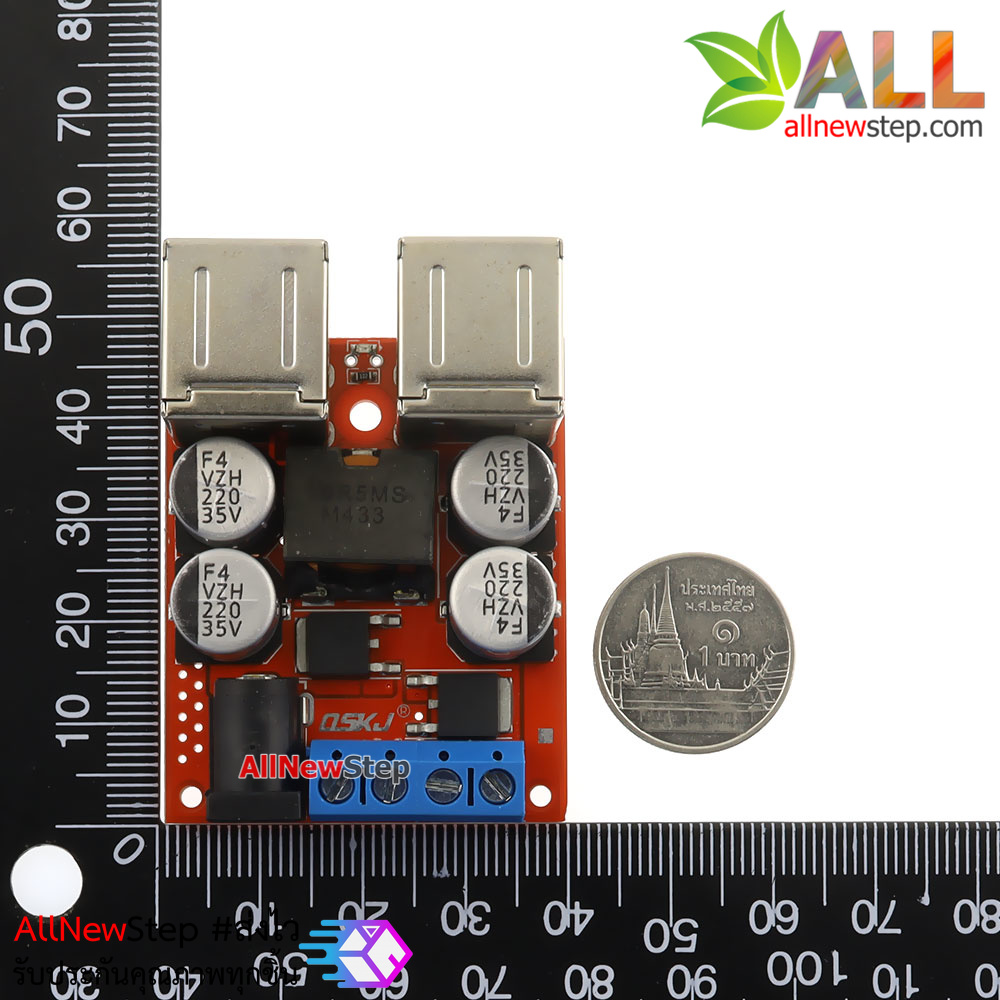 โมดูล Setp down แปงไฟจาก 8-35V เป็น 5V จ่ายกระแสสูงสุด 8A แบบ USB 4 ช่อง