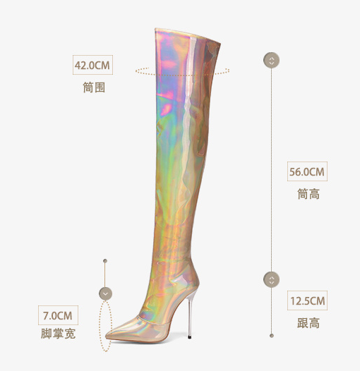 รองเท้าบูทยาวหนังเงาเมทาลิค ไซต์ 34-43 สีม่วง/เงิน/ทอง/แดง