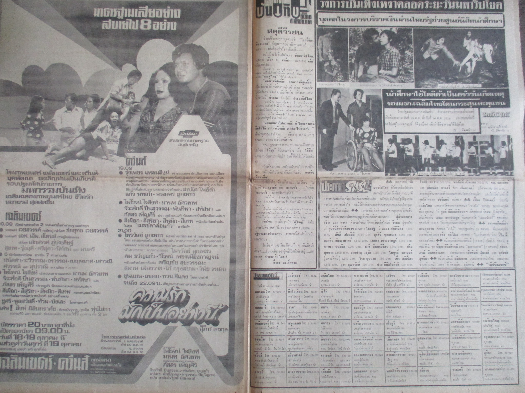 หนังสือพิมพ์ไทยรัฐ วันที่19ตุลาคม2516 ประมวลภาพเหตุการณ์ 14 ตุลาคม 2516 หน้าครบสมบูรณ์ ขาดตรงพับกลางหน่อย
