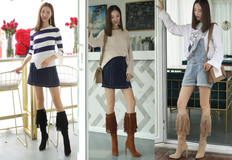 รองเท้าบูทคาวบอยสีน้ำตาล/ดำ/แอพพริคอท ไซต์ 34-46