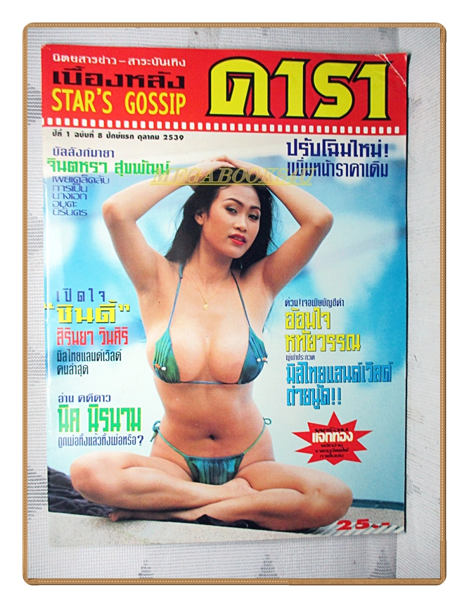 นิตยสารเบื้องหลังดารา เล่ม8 ปี2539 สภาพดี ปก อ้อมใจ หทัยวรรณ