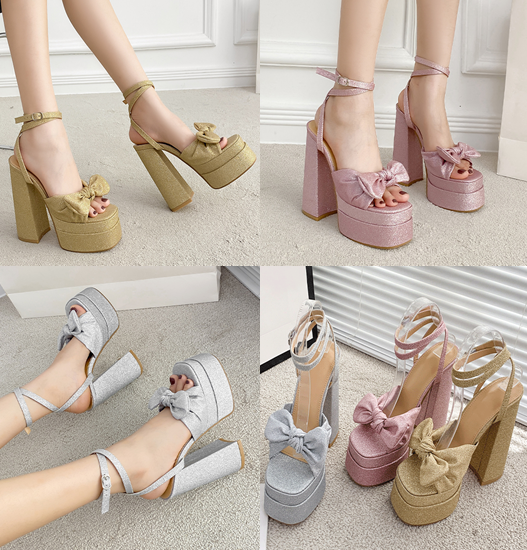 รองเท้าส้นสูง 6.6 นิ้วรัดข้อ ไซส์ 35-42 สีเงิน/ทอง/ชมพู