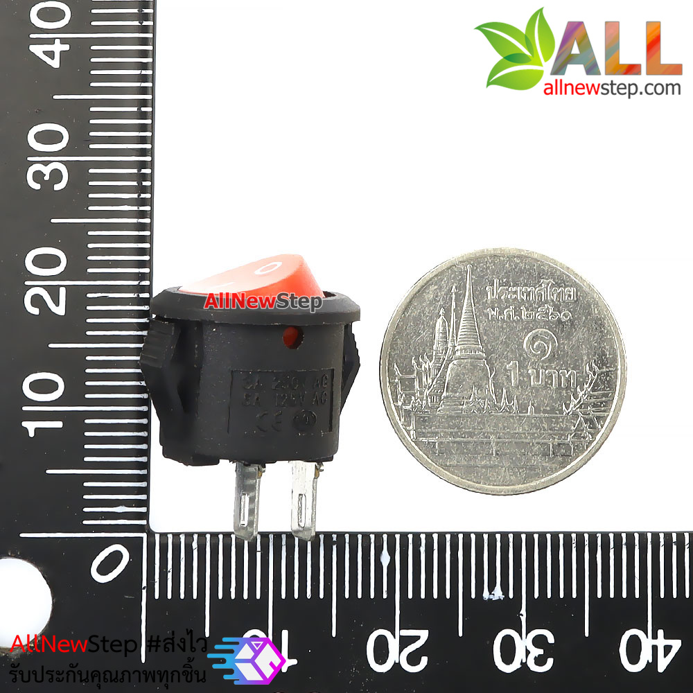 สวิตช์ 250V 3A KCD11 สีแดง 2 ขา