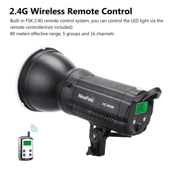 NiceFoto HC-600B LED Video Light Lamp FSK 2.4G