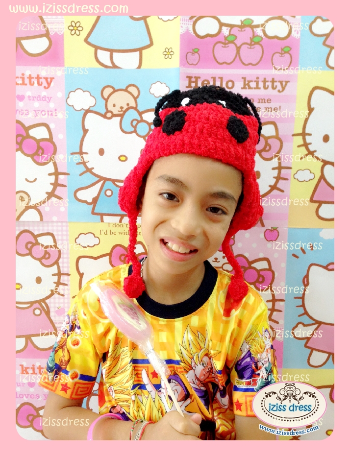 ***พร้อมส่ง***หมวกไหมขนแกะรูปเต่าทองสีแดงดำ เหมาะสำหรับเด็กแรกเกิด- 5 ปีขึ้นค่ะ