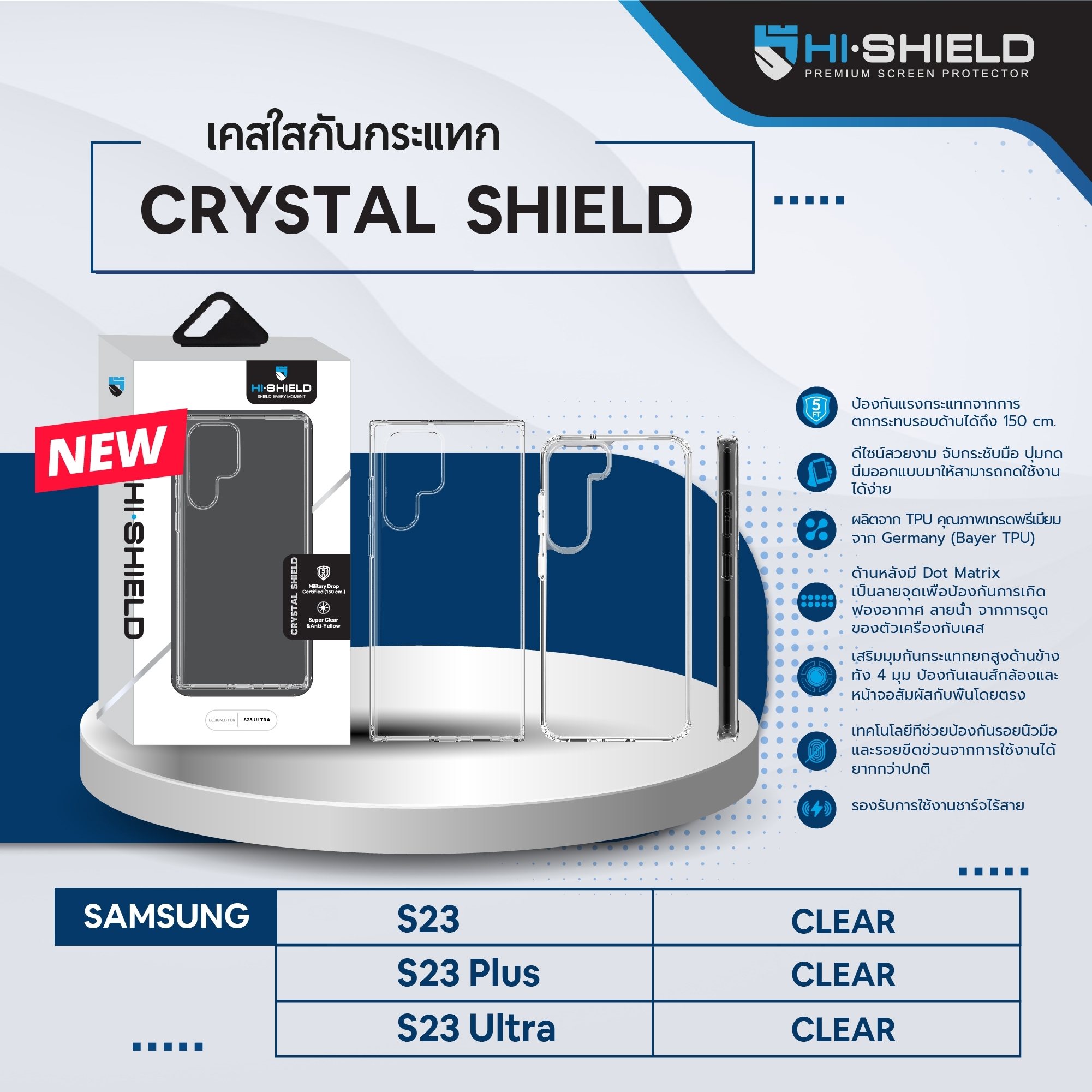 Hishield Crystal Shield Case เคสใส กันกระแทก ใช้สำหรับ Samsung Z Fold 7 Flip 7 S25 Ultra S24 Plus S23 Ultra ใบกำกับภาษี