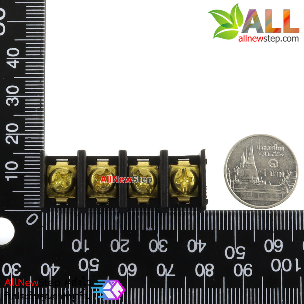 Terminal Block 4P gold plated copper foot ขั้วต่อ Terminals blocks 4 ขา ระยะขา 10mm 300V/25A