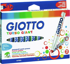 ปากกาเมจิกแท่งใหญ่ หัวทรงกรวย 12 สี GIOTTO- TURBO GIANT Markers