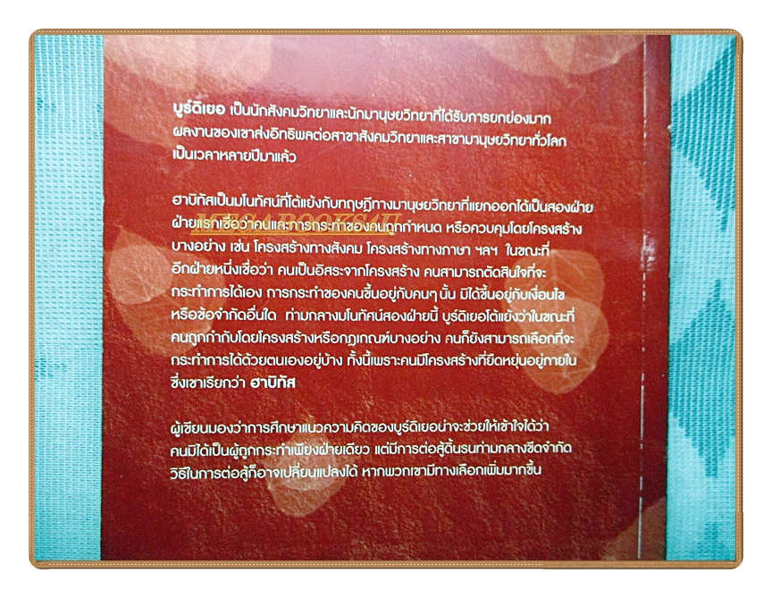 แนวความคิดฮาบิทัสของปิแอร์ บูร์ดิเยอ กับทฤษฎีทางมานุษยวิทยา โดย สุนีย์ ประสงค์บัณฑิต