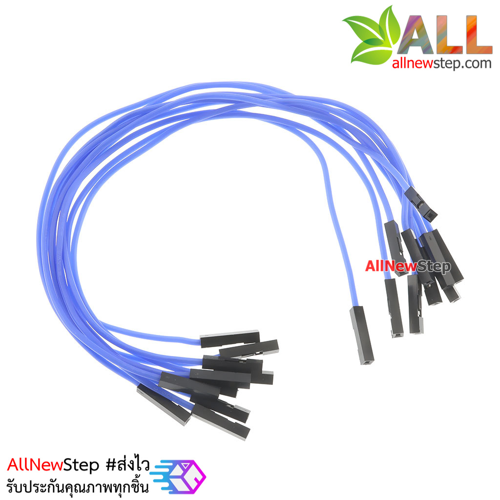 สายไฟจัมเปอร์ 20cm สาย jumper 20 cm จำนวน 10 เส้น เมีย-เมีย สีน้ำเงิน
