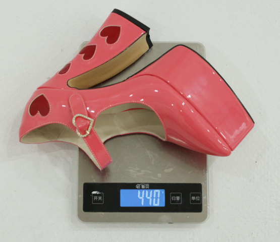 รองเท้าคัทชูปลายแหลมส้นใหญ่ ไซส์ 34-43 สีดำ/ขาว/ชมพู