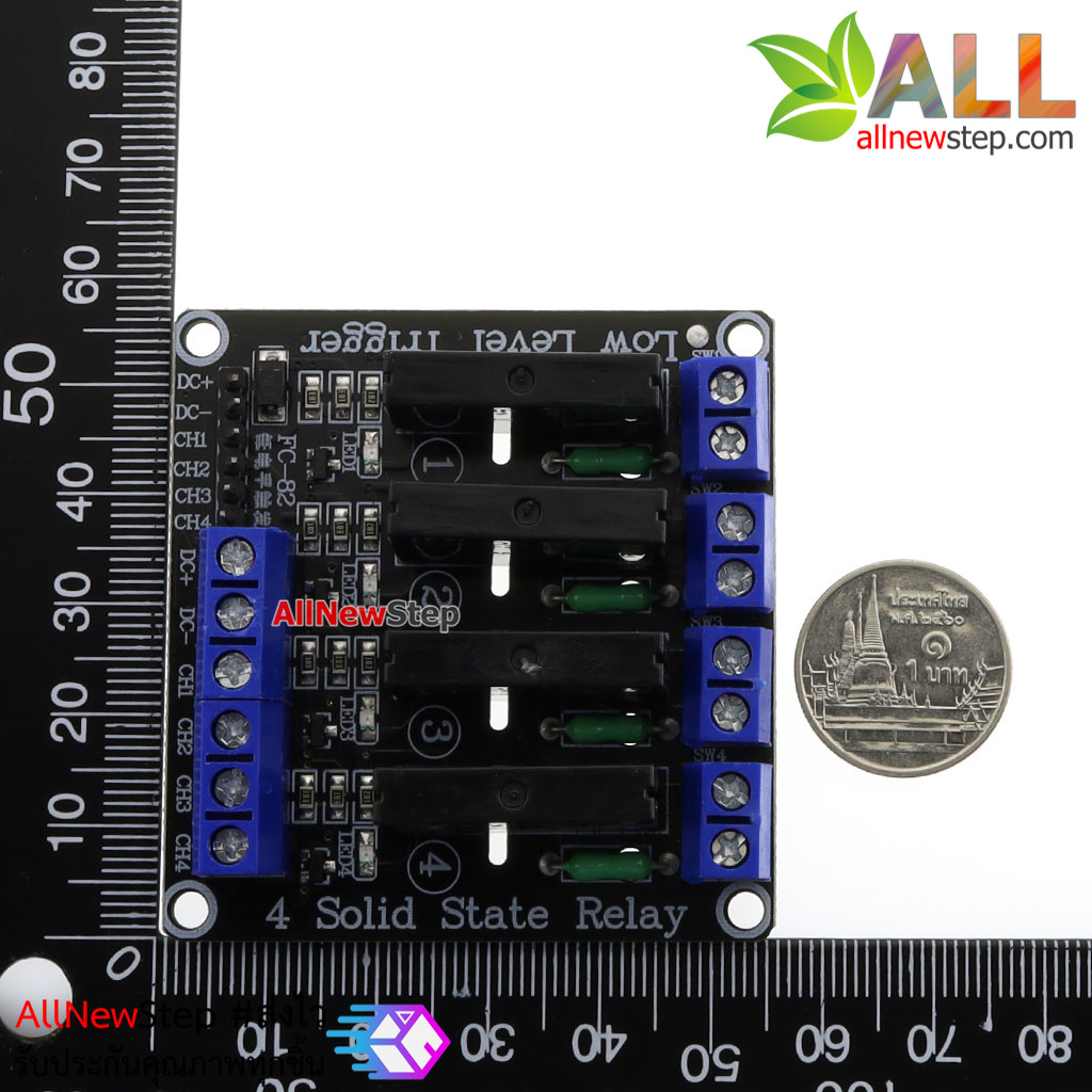 4 Channel 5V 2A Solid State Relay (SSR) บอร์ดรีเลย์แบบไร้สัมผัส SSR 5V 2A Active Low