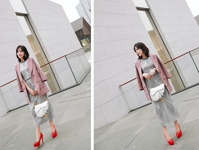 รองเท้าส้นสูงงานผ้าลูกไม้สีขาว/แดง ไซต์ 34-43
