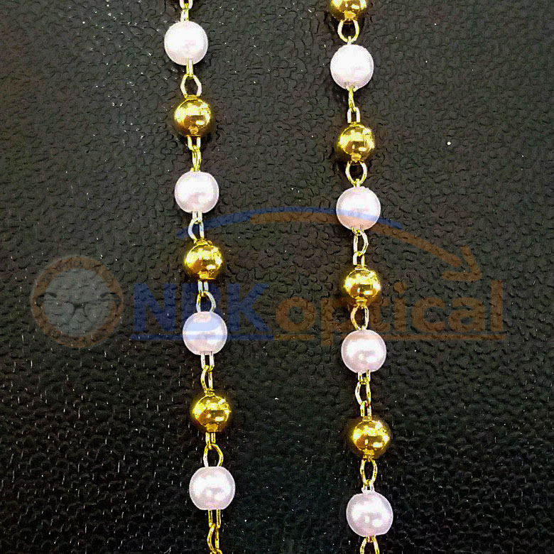 สายคล้องแว่นตาทรงวงกลมขาวผสมสีทอง