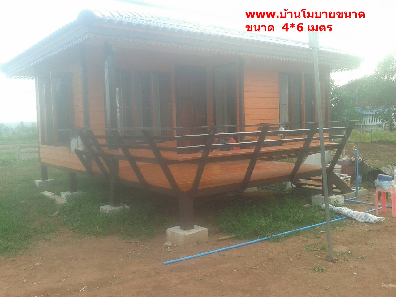 บ้านน็อคดาวน์ ขนาด 4*6 เมตร (1ห้องนอน 1ห้องน้ำ 1ห้องรับเเขก)