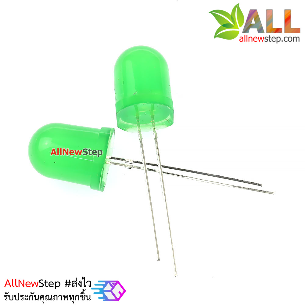 ไฟ LED 10MM LED สีเขียว จำนวน 2 ดวง