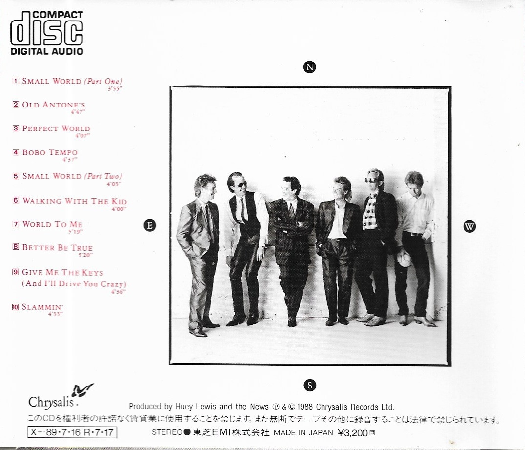 Used CD,Huey Lewis & The News - Small World (A+)(1988)(Japan)