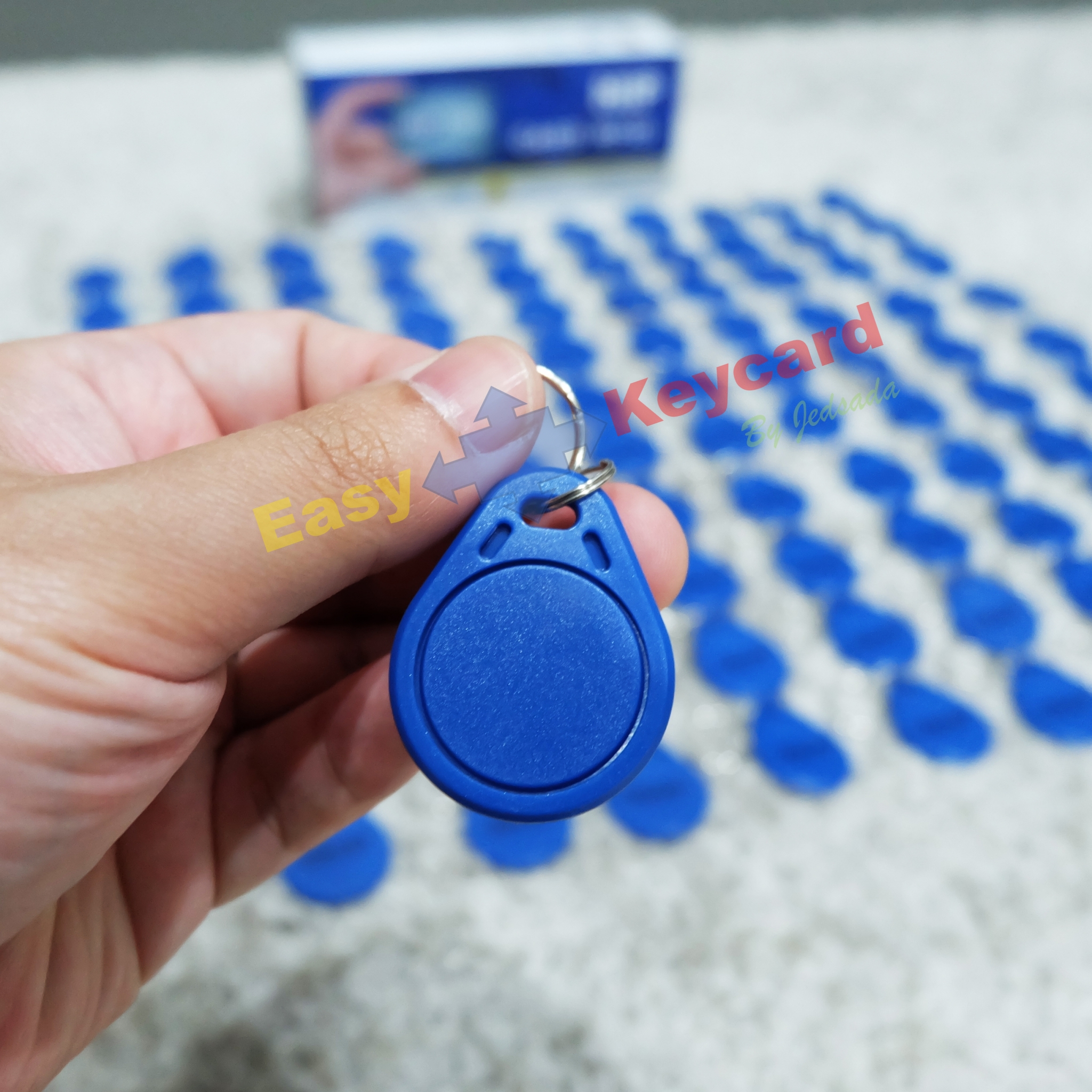 พวงกุญเเจคีย์การ์ด Keytag (Proximity 125Khz.) (เเบบหยดน้ำ ยี่ห้อ HIP ) สีน้ำเงิน