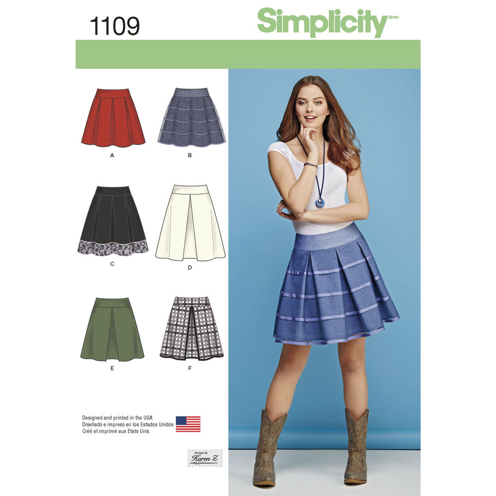 แพทเทิร์นตัดกระโปรงทวิส Simplicity 1109 Size: 6-14, 14-22