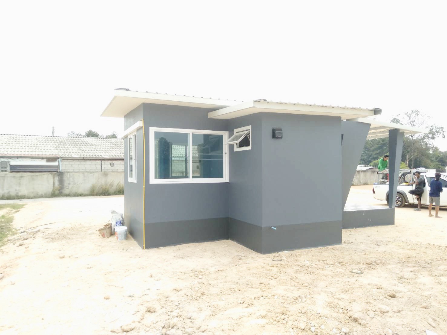 บ้านทรงโมเดิร์น ขนาด 3*5.5 ระเบียงรอบบ้าน