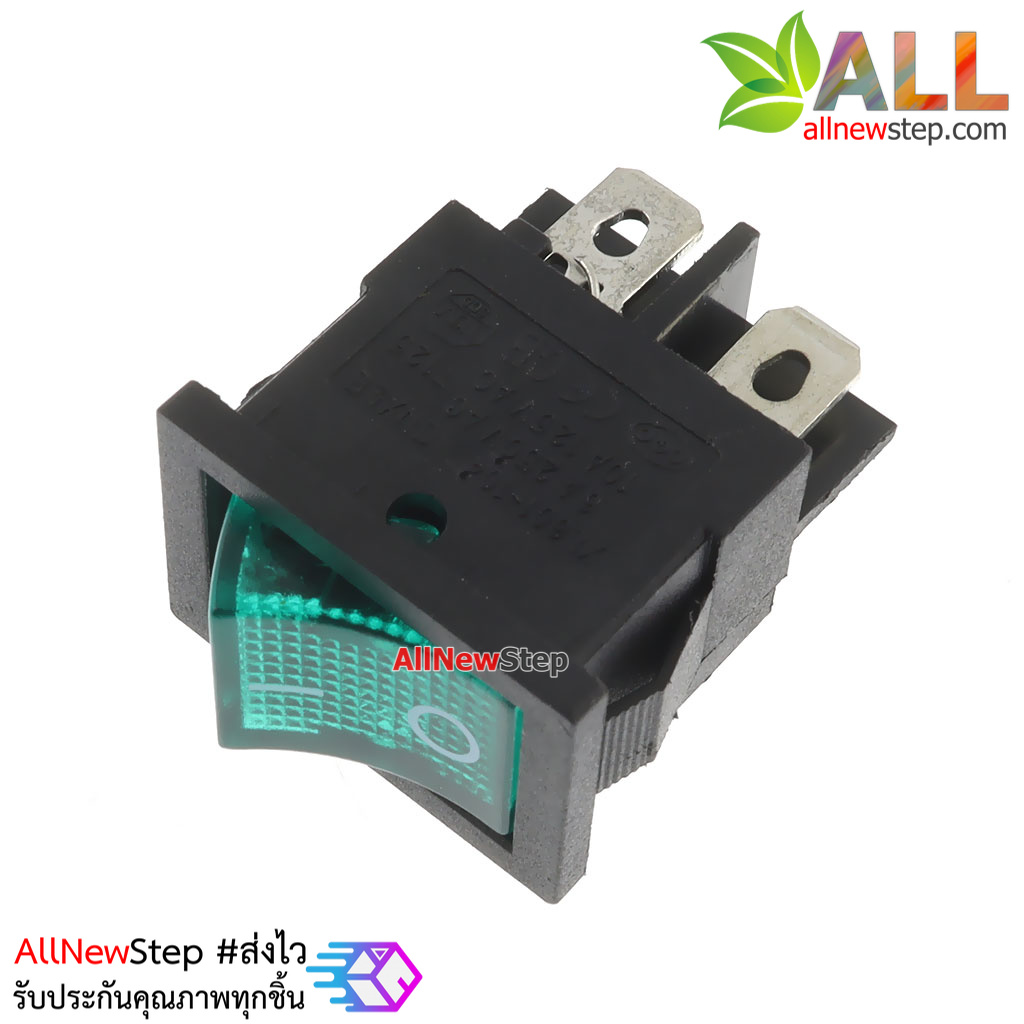 สวิตช์เปิดปิด 220V 6A Rocker switch KCD1 พร้อมไฟ LED สีเขียว