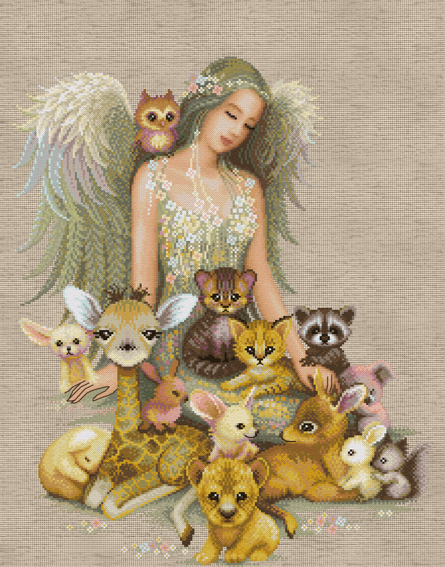 Jasmine ชุดปักครอสติช เทพธิดาแห่งสรรพสัตว์ (Fauna Angel)