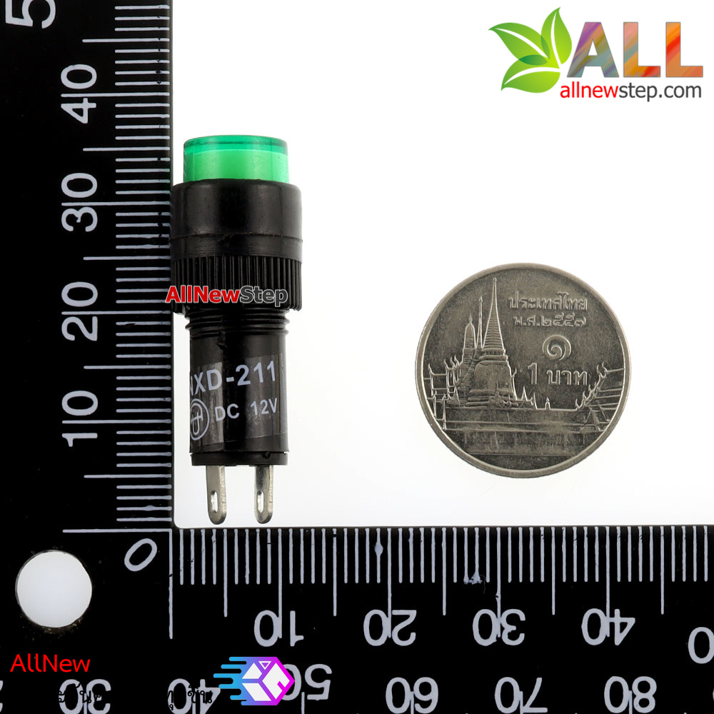 Light Indicator Pilot Lamp DC 12V หลอดไฟสัญญาณ NXD-211 LED ขนาด 10 มม สีเขียว