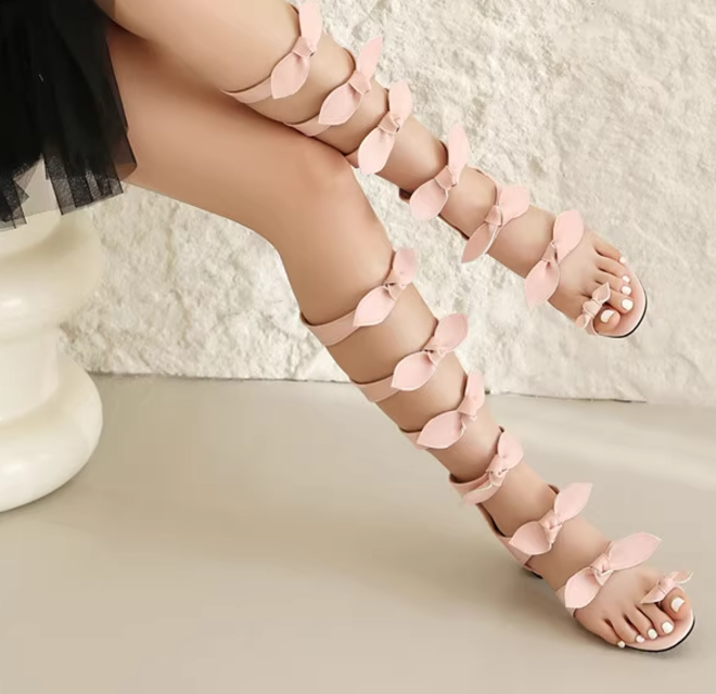 รองเท้าโบว์ผูกเก๋ๆ ไซส์ 34-46 สีดำ/ชมพู/ขาว