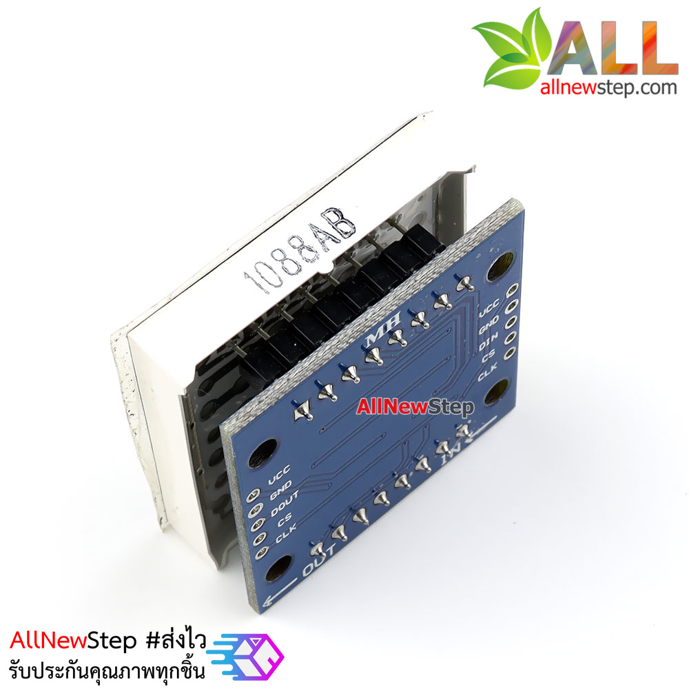 LED Matrix Driver MAX7219 IC Driver Module + LED 3mm Dot Matrix 8x8 ขนาด 30mm x 30mm สีน้ำเงิน