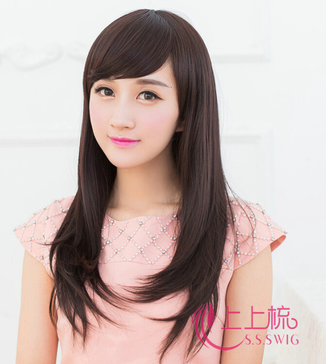 C1133 วิกผมตรง หน้าม้าปัด ปลายยาวสไลด์ ยาวกลางหลัง