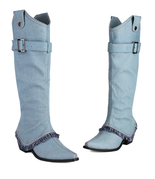 รองเท้าบูทผ้ายีนส์สีน้ำเงิน/ฟ้า/ดำ ไซส์ 34-43