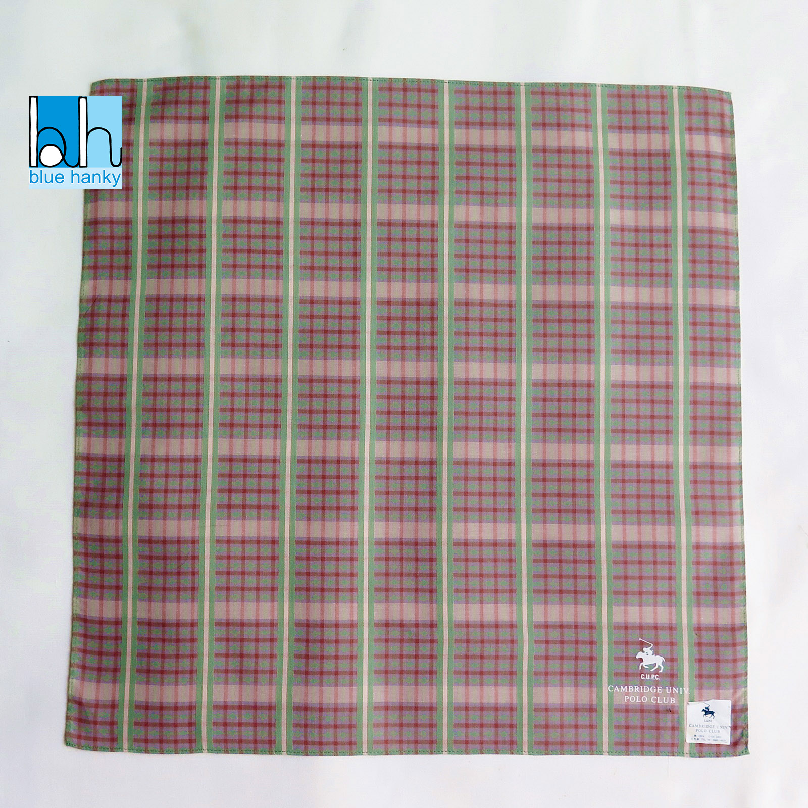 #54 18" CAMBRIDGE UNIV. POLO CLUB ผ้าเช็ดหน้ามือ2 สภาพดี ผ้าเช็ดหน้าผืนใหญ่