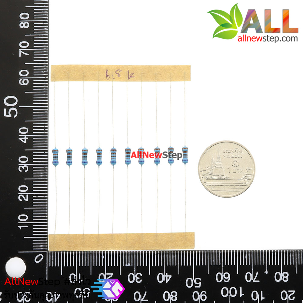 ตัวต้านทาน 680r 1/4W Metal film 1% R 680 โอห์ม จำนวน 10 ชิ้น