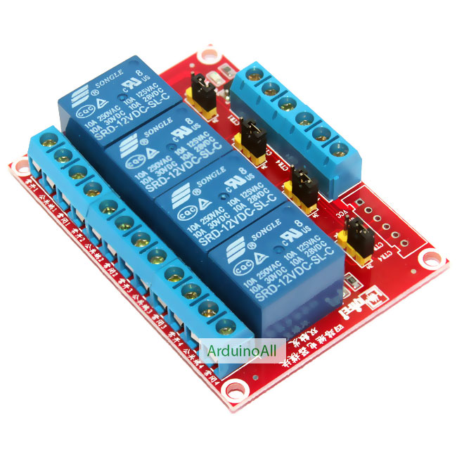 Relay 4 Channel 12V relay Active High / LOW Relay Module Shield 250V/10A
