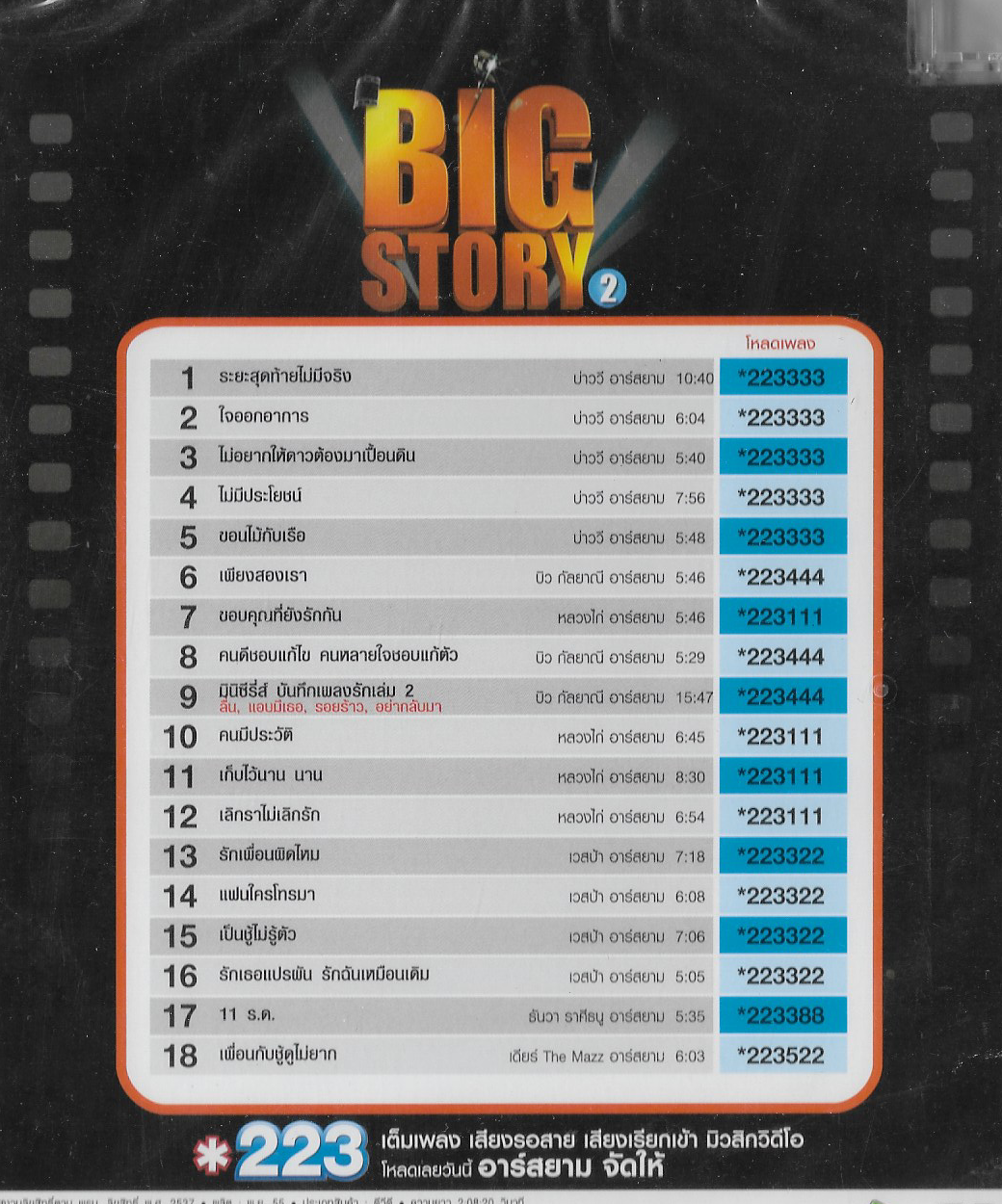 DVD Karaoke,Big Story 2 รวมมิวสิควิดีโอดีที่สุดของ อาร์สยาม (ดีวีดี คาราโอเกะ)(2555)