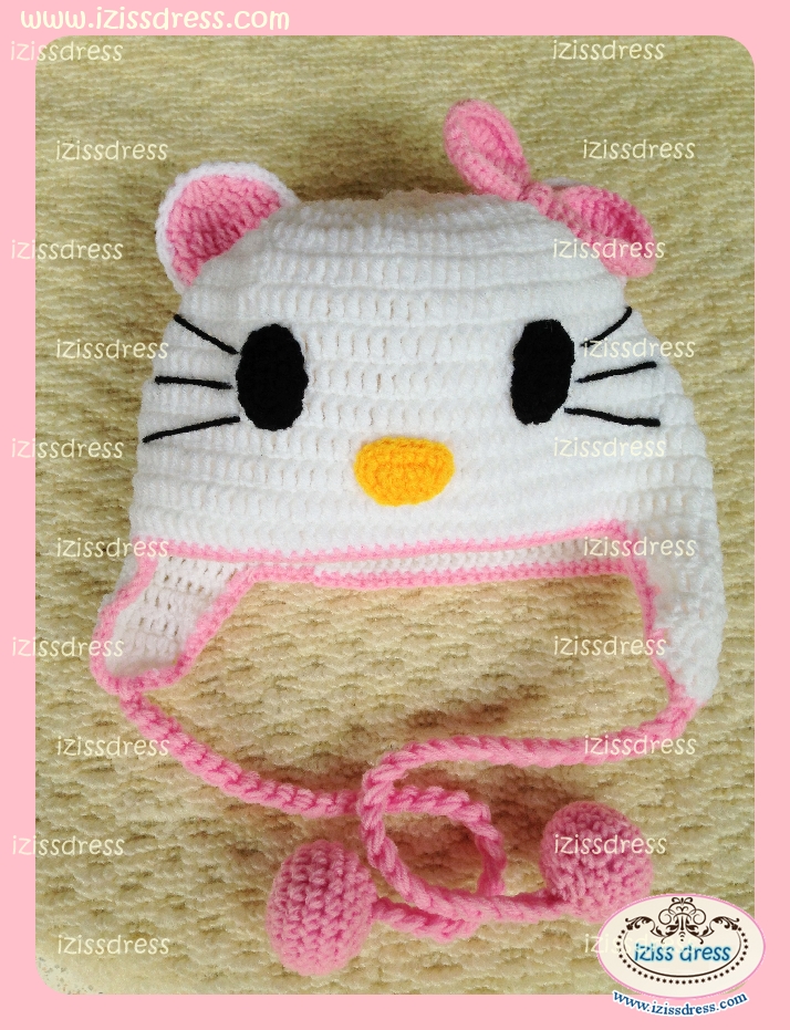 ***พร้อมส่ง***หมวกไหมพรมคิตตี้ kitty สีขาวโบว์ชมพู พร้อมสายเหมาะสำหรับเด็กอายุตั้งแต่แรกเกิด-5 ปีค่ะ
