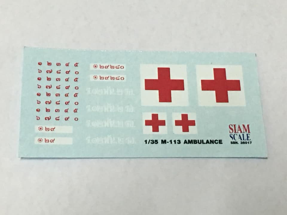 DECAL 1/35 M-113 AMBULANCE ROYAL THAI ARMY