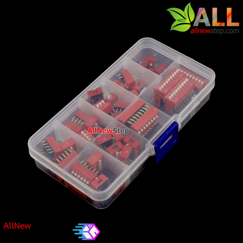 ชุดสวิตช์ DIP switch 9 แบบอย่างละ 5 รวม 45 ชิ็น พร้อมกล่องเก็บอุปกรณ์