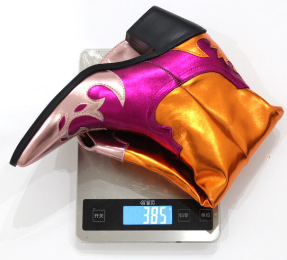 รองเท้าบูทคาวบอยหยังเมทาลิคเงาสีส้ม/ชมพู ไซส์ 34-43