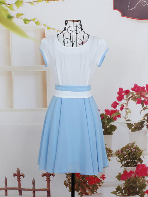 **หมดค่ะ** Cherry dress เดรสฟ้าขาวผ้าซีฟอง