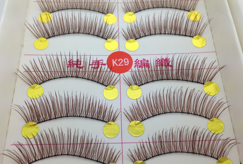 V-K29 ขนตาปลอม(ราคาส่ง)สีน้ำตาล ขั้นต่ำ 15 เเพ็ค คละเเบบได้