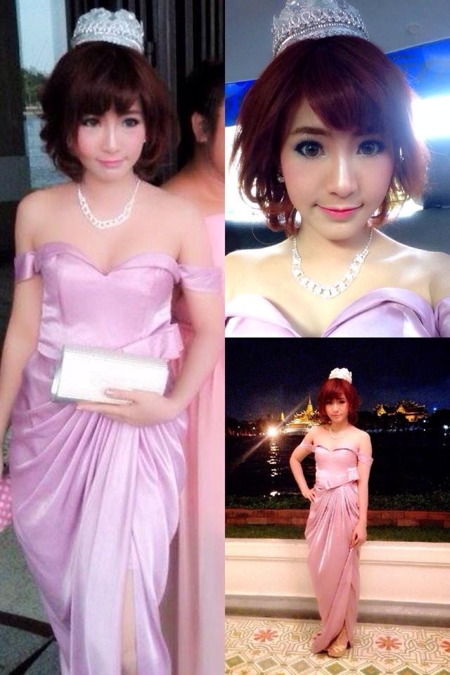 เช่าชุดราตรียาวสีชมพู
