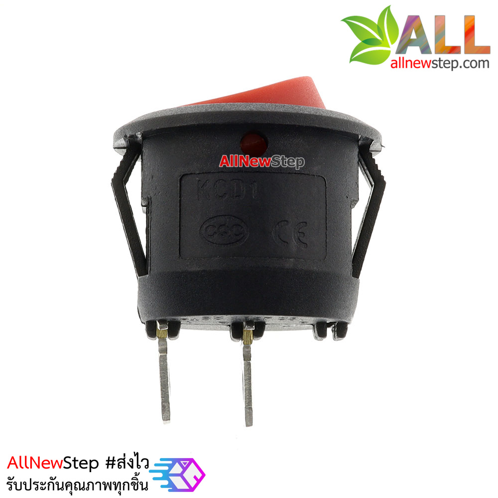 สวิตช์เปิดปิด KCD1-105N Rocker Switch Round Red 250V 6A สีแดง